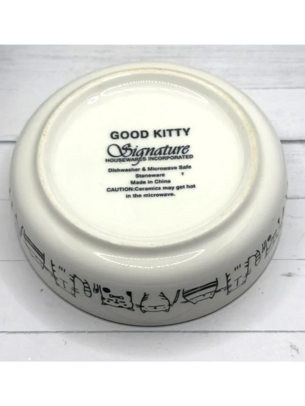 Good Kitty Stoneware Cat Bowl With Cute Cartoon Design